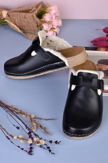 Damenhausschuhe Sandalen Pantoletten Schwarz fleecegefütterte Winterhausschuhe