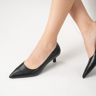Lina Damen Pumps Echtleder - Schwarz - 5cm Absatz Spitz Zulaufend - Handgefertigt