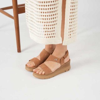 Ametist Exclusive Stabil Taba Wildleder-Plateausandalen für Damen | Echtleder und Komfort