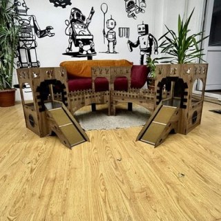PrimePetHouse Tavşan Kalesi Köprülerle – 3 Kule, 2 Kat, Sökülebilir