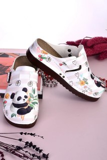 Damen Herren DOGİYE 3046 Anatomische Pantoletten mit Panda-Muster – Damen