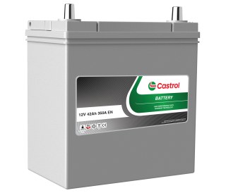 Castrol Premium Autobatterie 12V 42Ah 350A SFB Starterbatterie Japan-Typ – 196x134x222 mm, Dünnpol, Pluspol Links (Polanordnung 1), B0