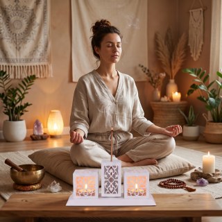 Lazer Kesim Metal Tealight Mumluk ve Tütsülük Seti | Geometrik Selçuklu Yıldızı Motifli Modern Ev Dekoru | Benzersiz Masa Süsü ve Hediye - görsel 9