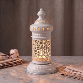 Beyaz Geometrik Metal Fener | Selçuklu Yıldızı Desenli Tealight Mumluk | Minimalist Fas Tarz - görsel 8