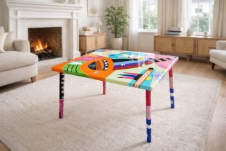 Moderner Abstrakter Bunter Epoxid Couchtisch