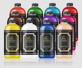 Artzone Acrylfarben-Set – Alle Farben 12 Farben x 500ml + Pinsel als Geschenk