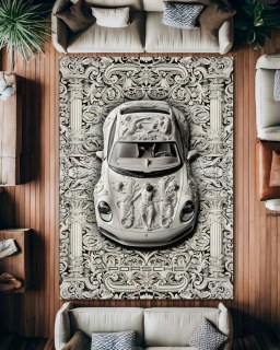 Premium Velours Teppich – Teppich mit Skulpturen Motiv Desing Waschbar Rutschfest