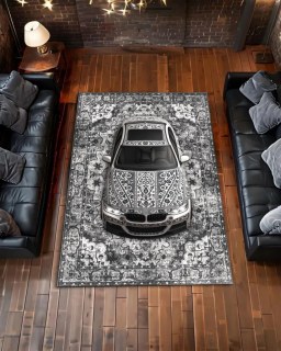 Premium Velours Teppich – F30 X White Desing Waschbar Rutschfest