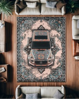 Premium Velours Teppich – Wagon X Safari -Sport Ethnic Desing Waschbar Rutschfest