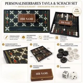 Kişiye Özel Tavla Backgammon Satranç Hediye Doğum Günü Düğün Babalar Günü - görsel 9