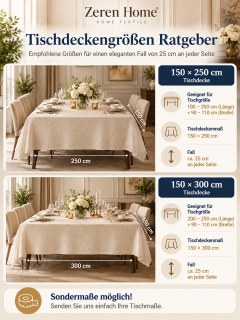 Tischdecke in Leinenoptik Creme mit Bronze-Piko-Details – Elegante und moderne Tischdecke