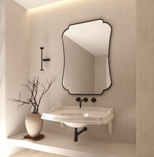 Asymmetrischer LED-Spiegel Wandspiegel mit Beleuchtung – Handgefertigter Designspiegel mit 18 mm MDF-Rahmen – Badezimmerspiegel & Schlafzimmerspiegel – Modern & Dekorativ