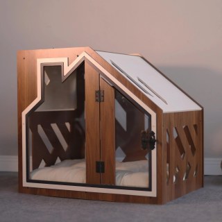 Modern Ahşap İç Mekan Köpek Kulübesi Kedi Evi Yastıklı Köpek Evi Kedi Mağarası