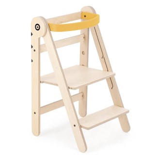 Mamatoyz Fold Montessori-Lernturm, Faltbarer Mehrzweck-Lernturm aus natürlichem Birkensperrholz mit 3 einstellbaren Höhen