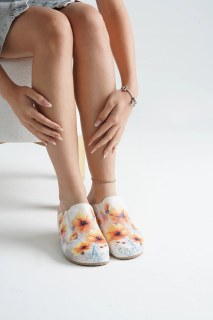 Damenpantoffeln, Sandalen, 8130 Gelbe Blumen Pantoffeln