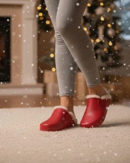 Damenhausschuhe, Sandalen, 8139 Rot, fleecegefütterte Winterhausschuhe