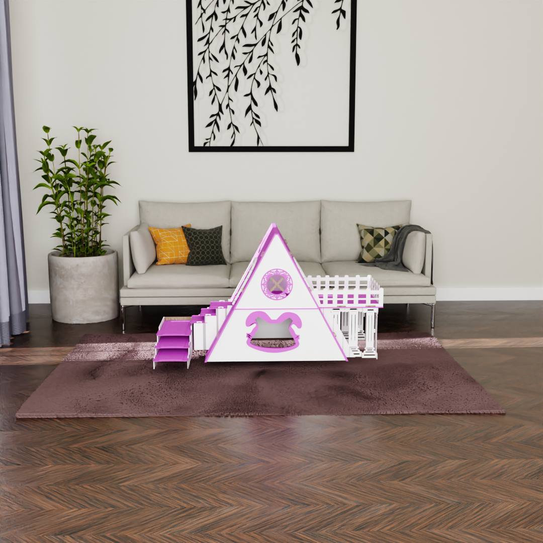 Bungalow Kaninchenhaus Katzenhaus mit Terrasse & Heuraufe – 2‑stöckiges Premium‑Hasenhaus aus 3 mm MDF, handgefertigt & zerlegbar – Indoor/geschützter Outdoor Stall für 1–2 Kaninchen – Bild 11