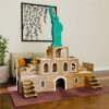 Kaninchenhaus „Statue of Liberty“ – 3-stöckiger Hasenstall aus MDF, inspiriert von der Freiheitsstatue – Großes Kaninchenschloss mit Treppen & Türen – Handgefertigt, zerlegbar, sicher & dekorativ
