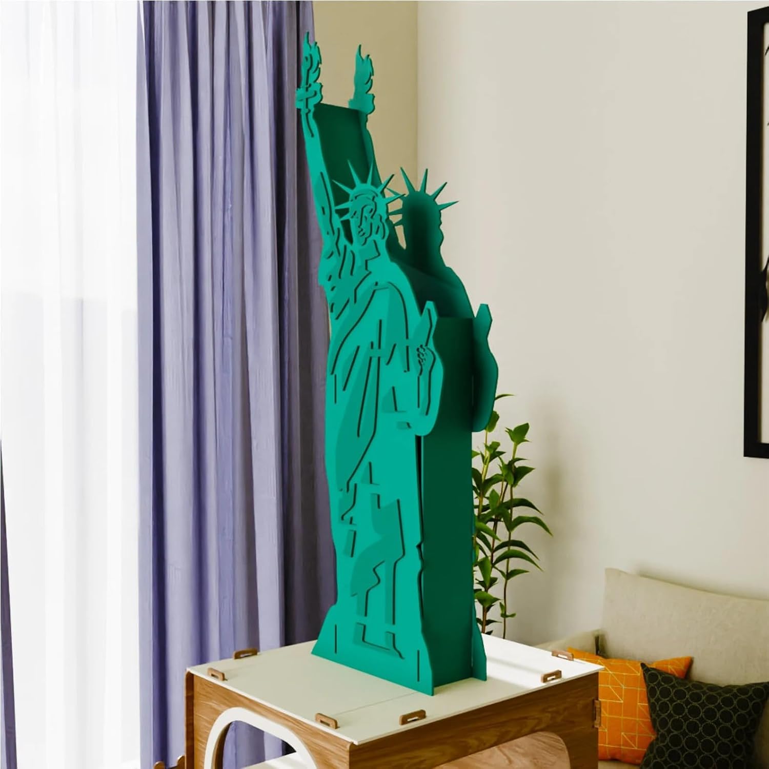 Kaninchenhaus „Statue of Liberty“ – 3-stöckiger Hasenstall aus MDF, inspiriert von der Freiheitsstatue – Großes Kaninchenschloss mit Treppen & Türen – Handgefertigt, zerlegbar, sicher & dekorativ – Bild 3