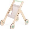 04TSTR Triio Kinderwagen, Spielzeug-Kinderwagen für Puppen aus natürlichem Birkensperrholz, Gehhilfe für erste Schritte zum Laufenlernen mit verstellbaren Rädern