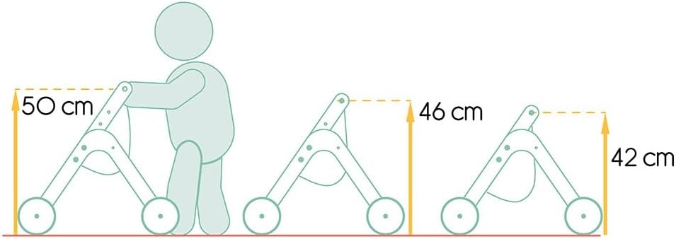 04TSTR Triio Kinderwagen, Spielzeug-Kinderwagen für Puppen aus natürlichem Birkensperrholz, Gehhilfe für erste Schritte zum Laufenlernen mit verstellbaren Rädern – Bild 6